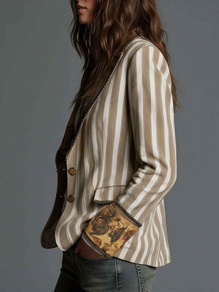 Clementine | Blazer bohème rayé à revers
