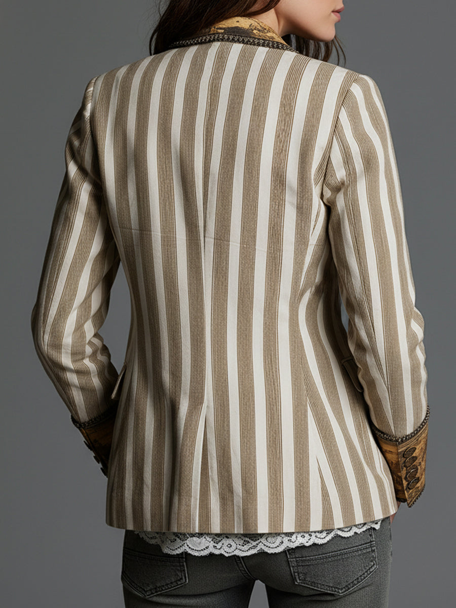 Clementine | Blazer bohème rayé à revers