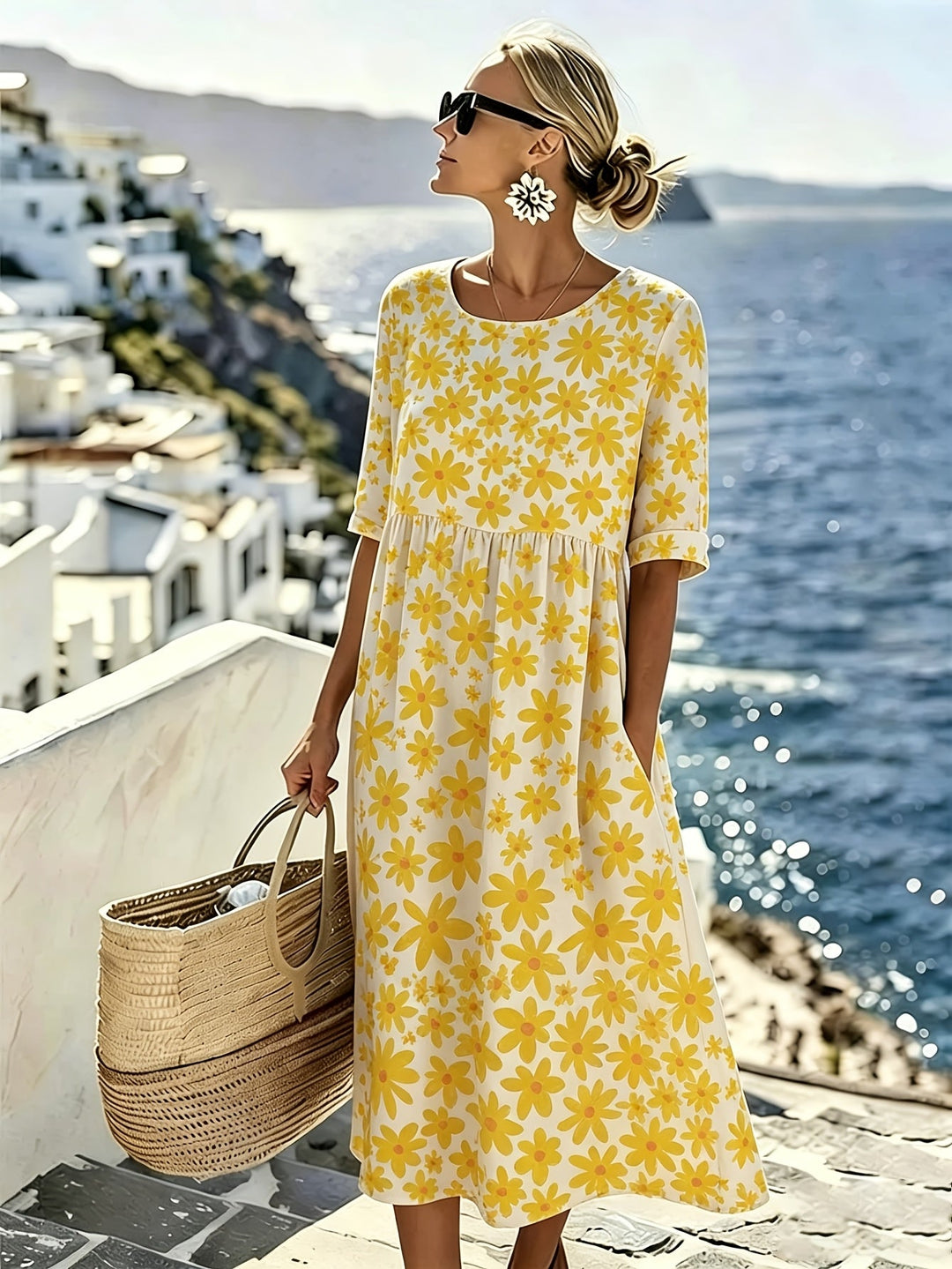 Evelyn™ | Robe midi Sunshine Bloom