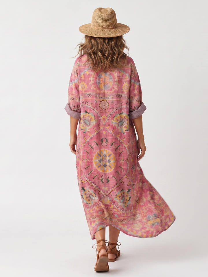 Tilda | Robe midi décontractée à motif abstrait et poches