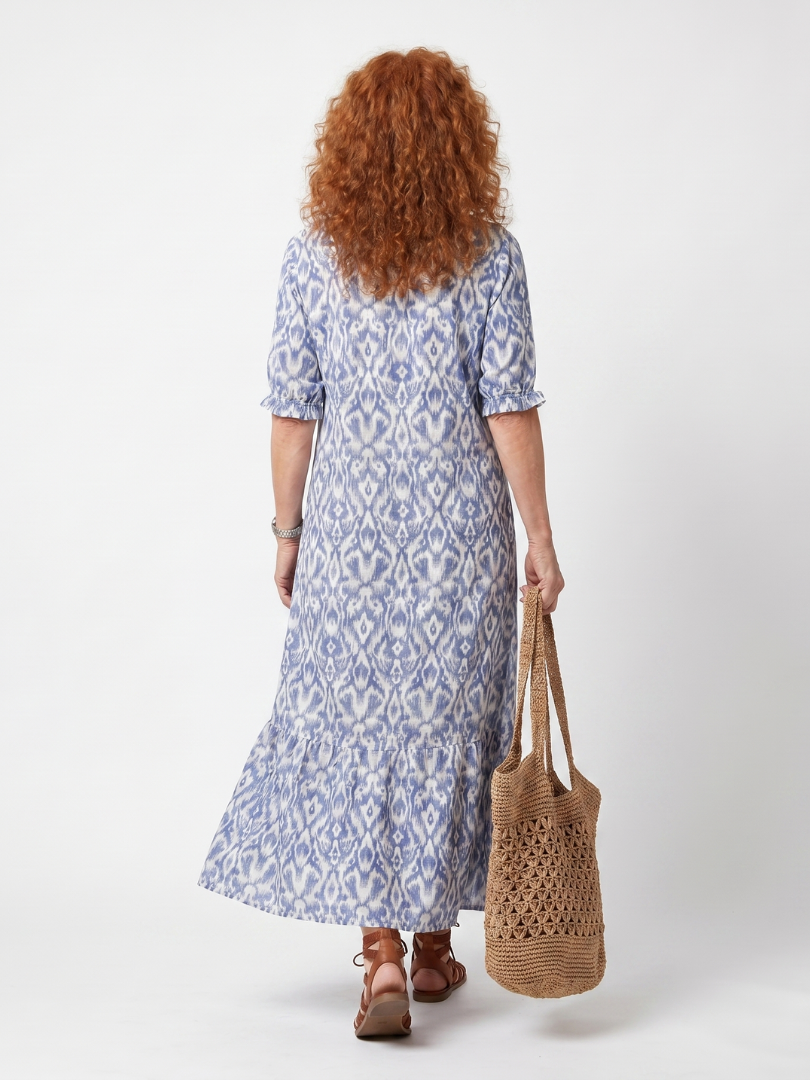 Ottoline | Robe midi imprimée à col noué avec pampilles