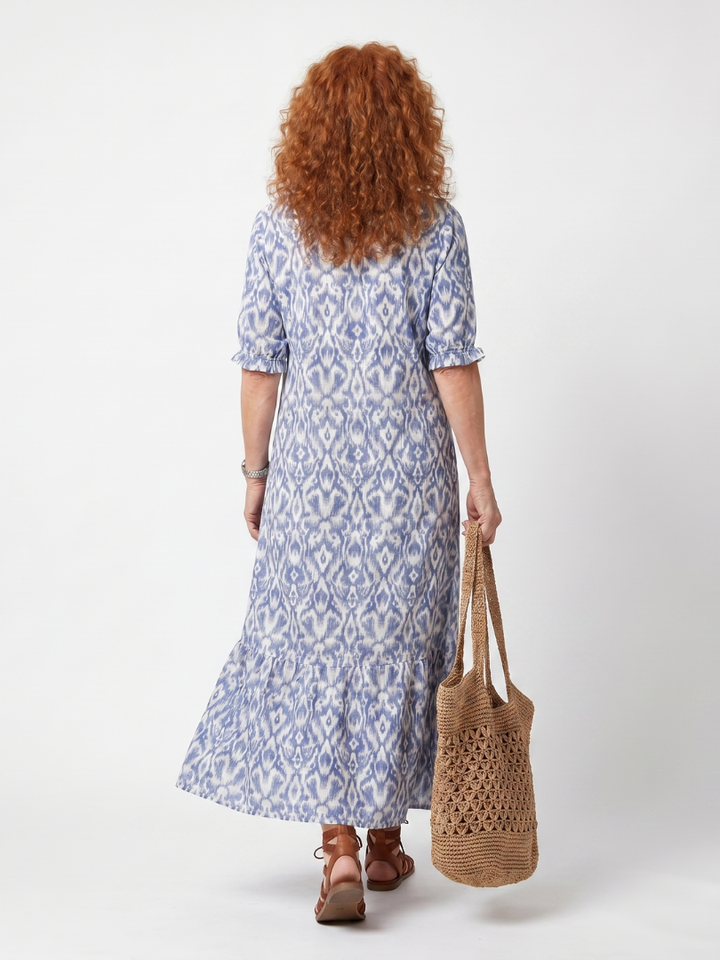 Ottoline | Robe midi imprimée à col noué avec pampilles