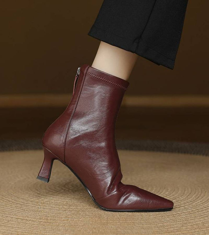 MAISON LUMIÈRE | Bottines en cuir à talon élégant