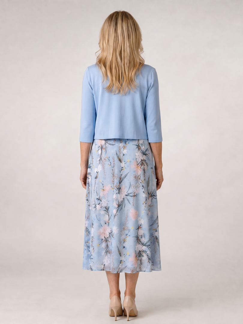 Auvelle | Robe midi sans manches à imprimé floral avec veste courte