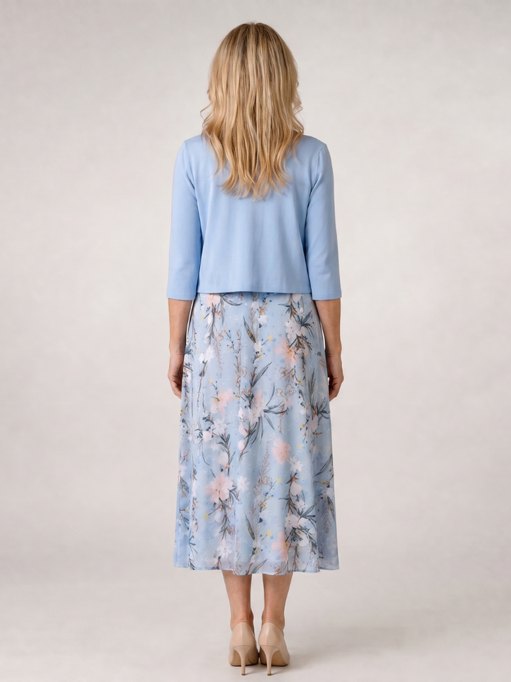 Auvelle | Robe midi sans manches à imprimé floral avec veste courte