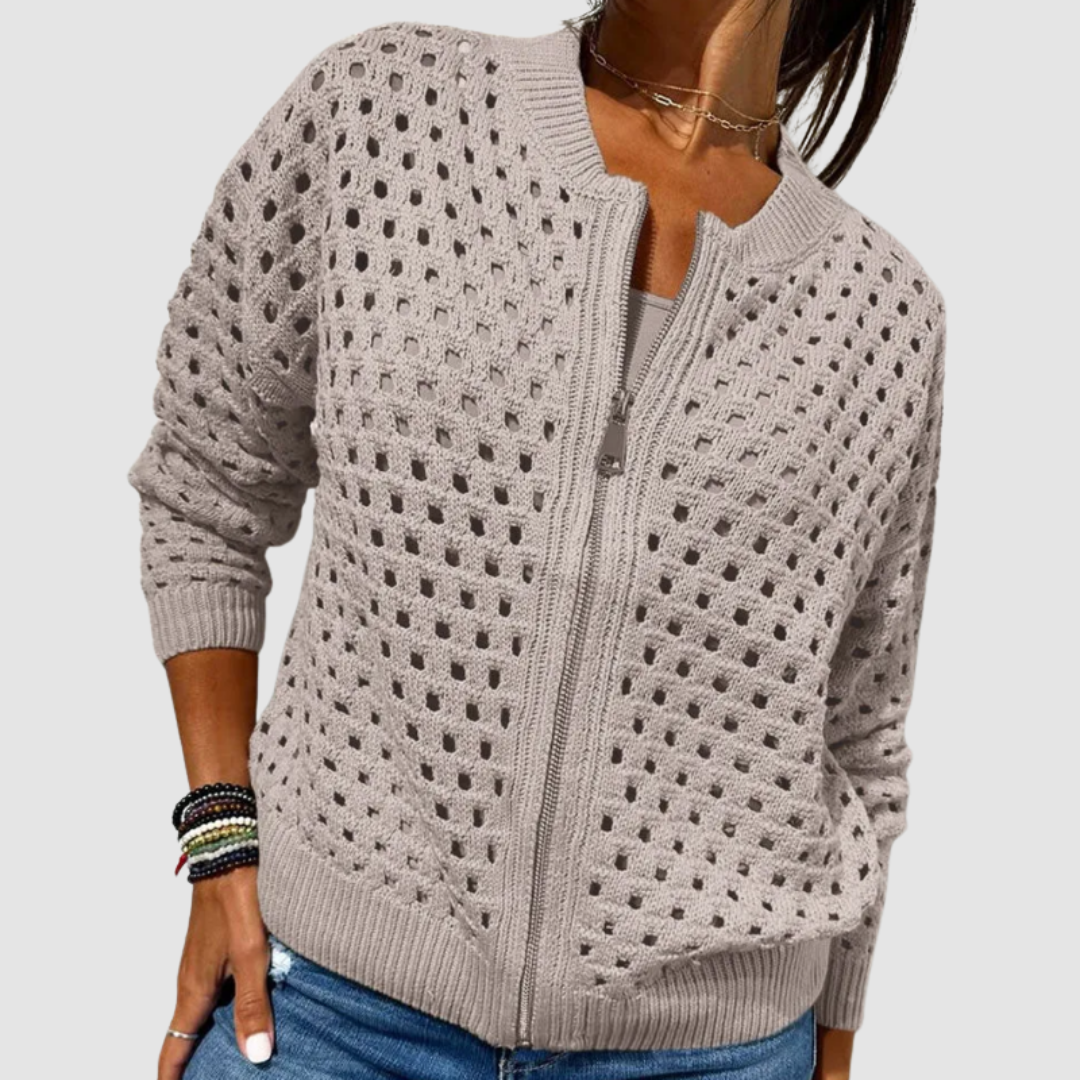 MAISON LUMIÈRE | Veste Zippée en Maille Ajourée Charlotte