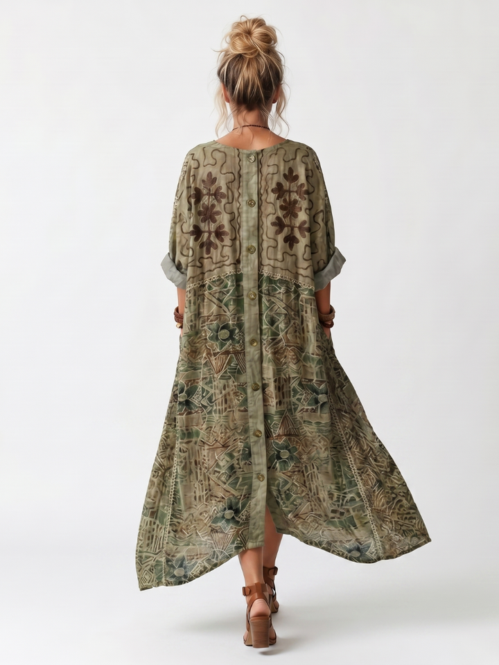 Aleta | Robe midi oversize à boutons sur le devant avec poches