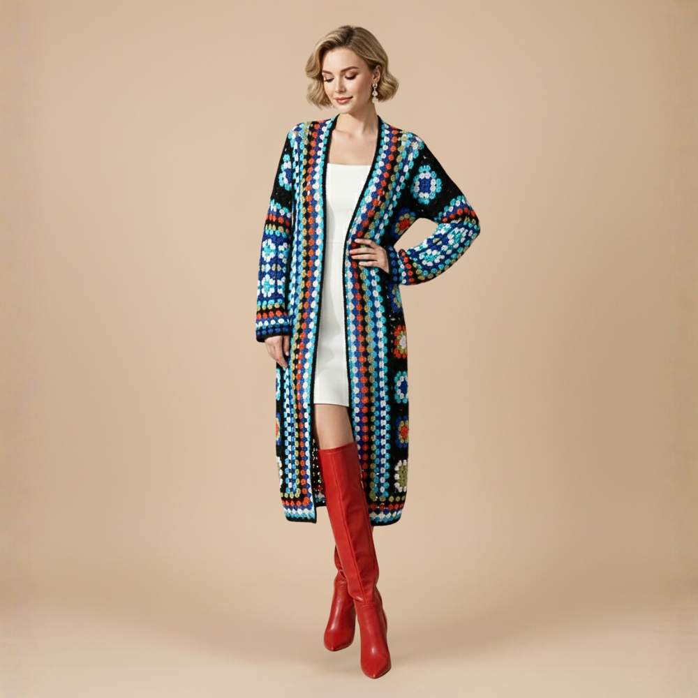 Long gilet bohème pour femme