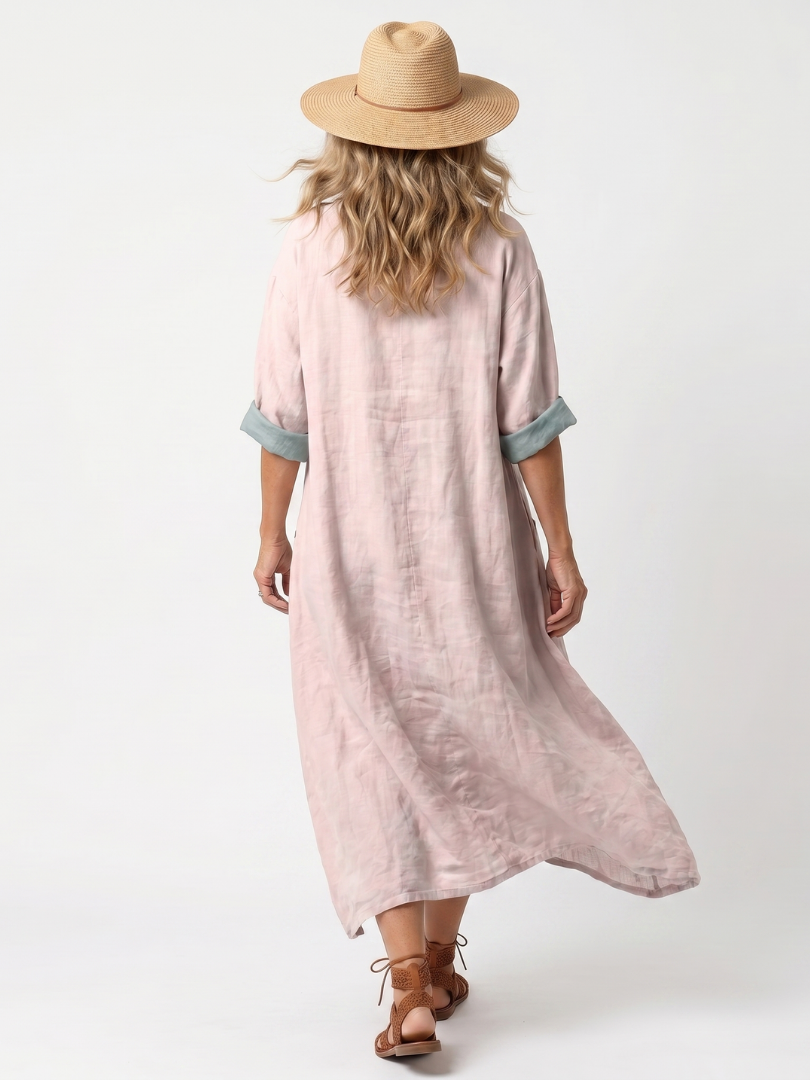 Kenza | Robe midi décontractée à poches et panneaux de créateur