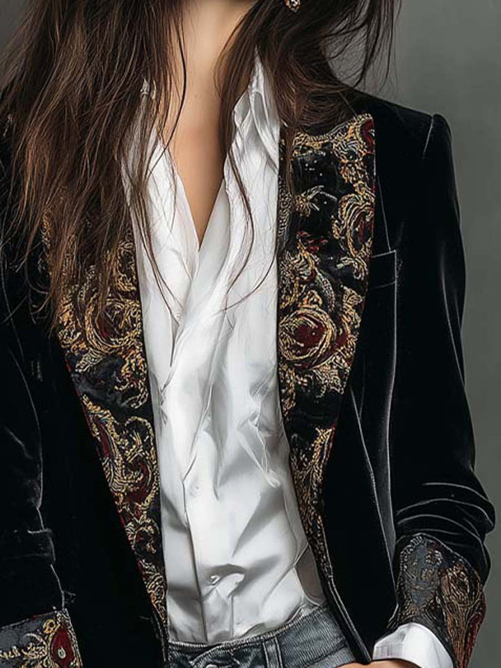 Verity | Blazer noir baroque à revers