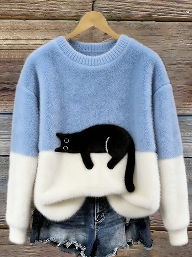 Aileen™ | Pull oversize élégant à imprimé chat