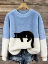 Aileen™ | Pull oversize élégant à imprimé chat