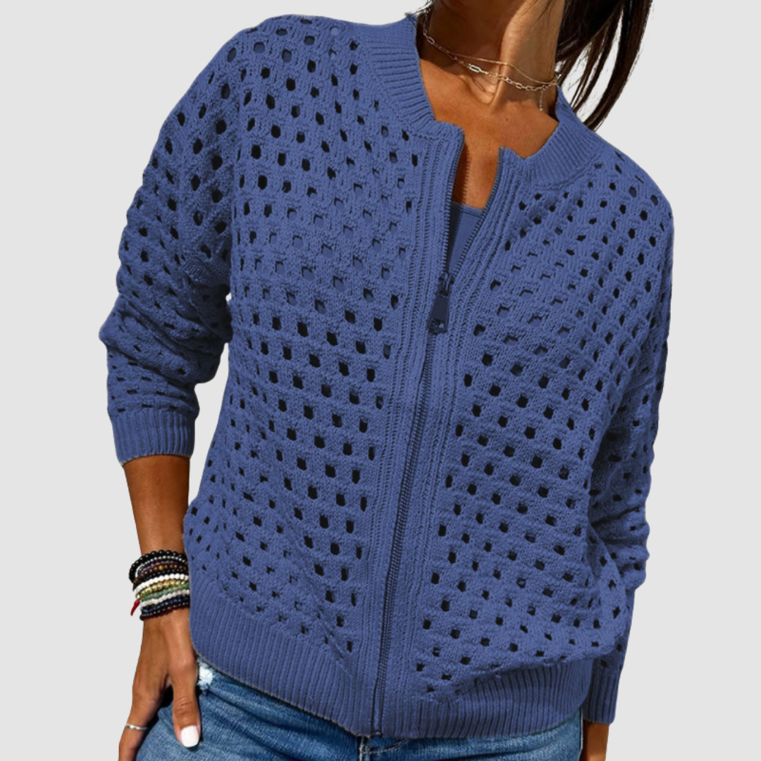 MAISON LUMIÈRE | Veste Zippée en Maille Ajourée Charlotte
