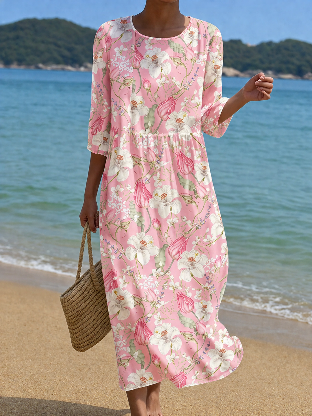Robe décontractée pour femme à imprimé floral