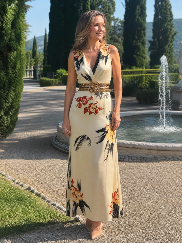 Auvelle | Robe Midi Sans Manches à Imprimé Floral