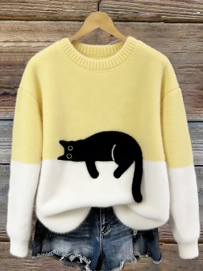 Aileen™ | Pull oversize élégant à imprimé chat