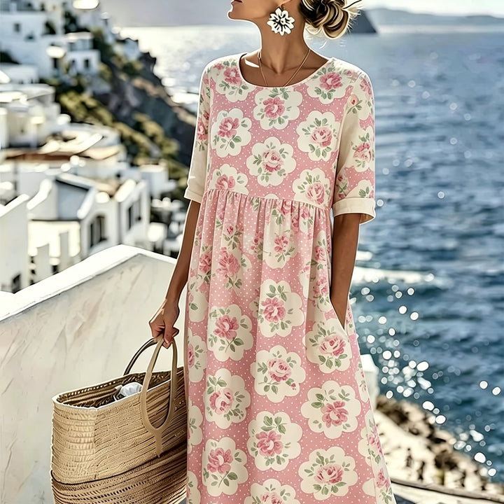 Rosalie™ | Robe midi jardin de roses vintage