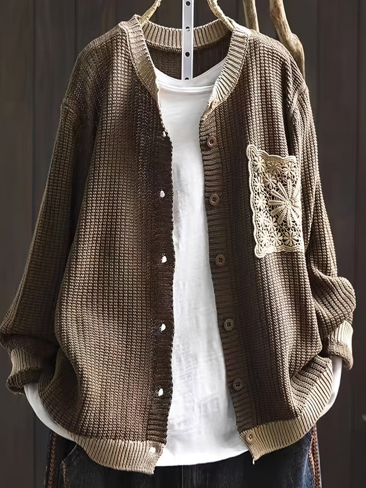 MAISON LUMIÈRE | Cardigan Long Poche Dentelle Claire