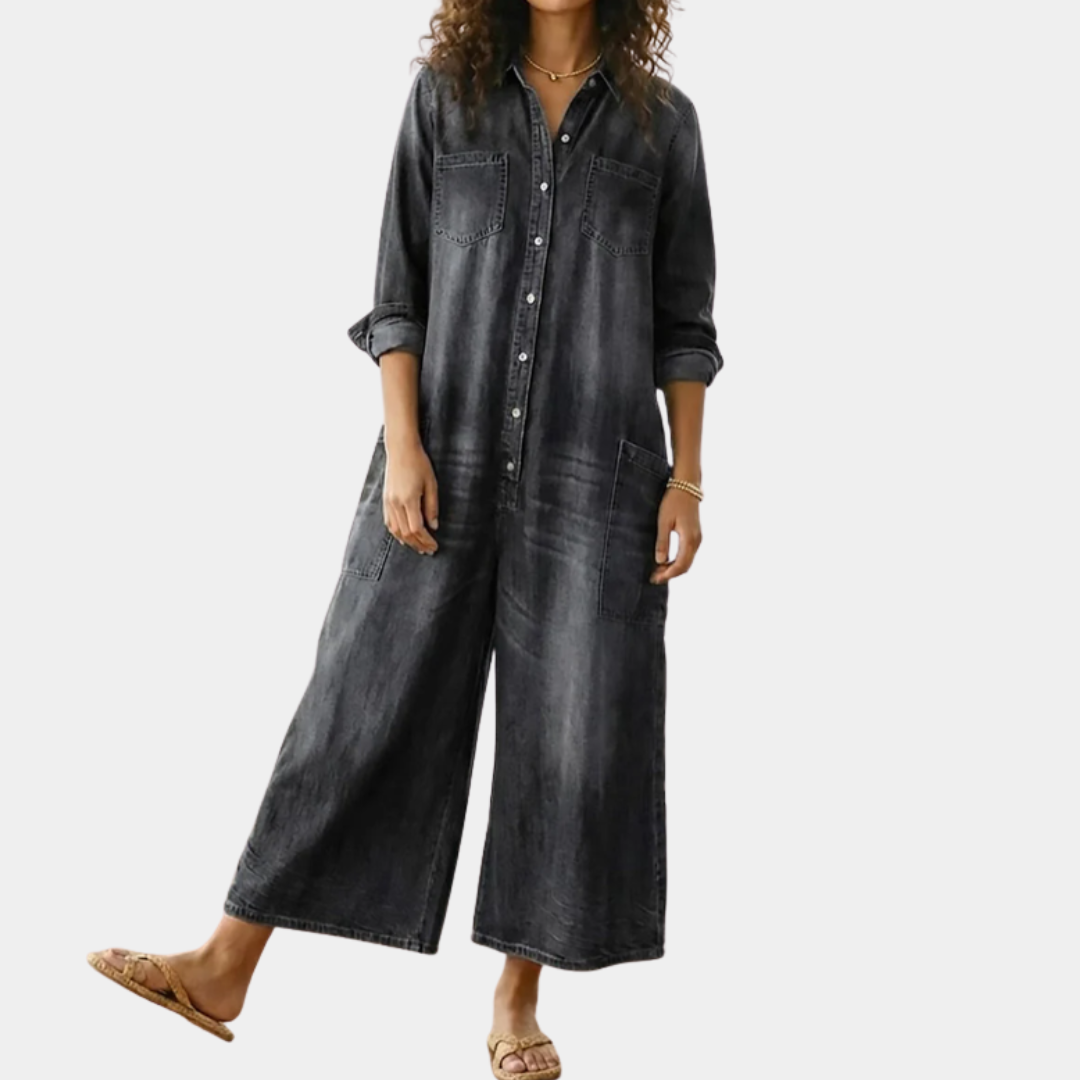 Diana | Combinaison vintage en denim, coton doux lavé, à boutons
