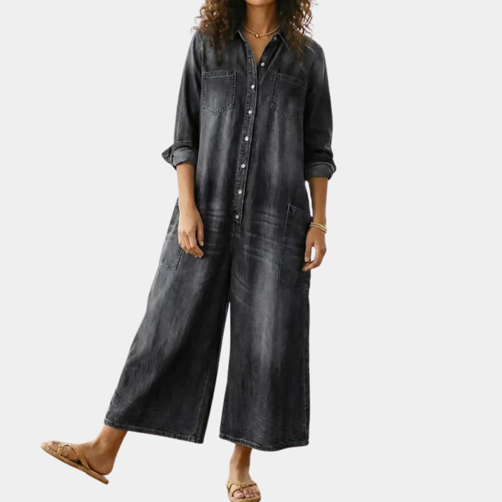 Diana | Combinaison vintage en denim, coton doux lavé, à boutons