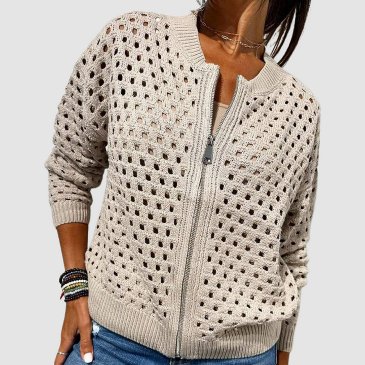 MAISON LUMIÈRE | Veste Zippée en Maille Ajourée Charlotte