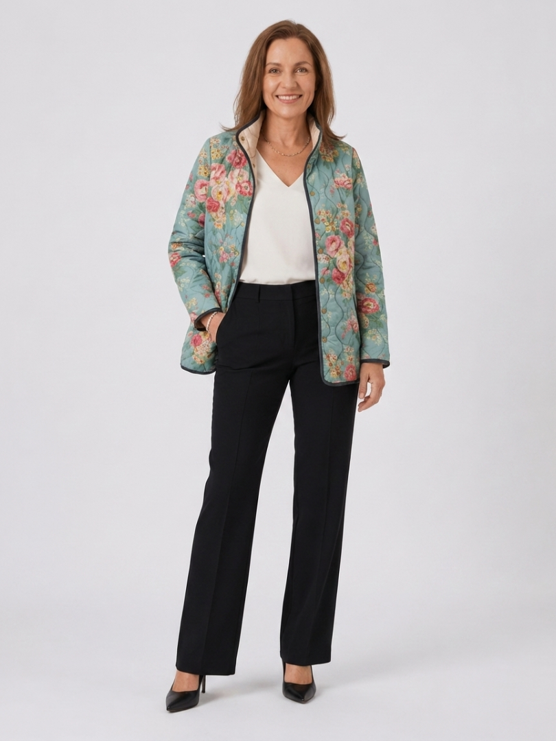 MAISON LUMIÈRE | Veste Matelassée Roses Céladon Mathilde