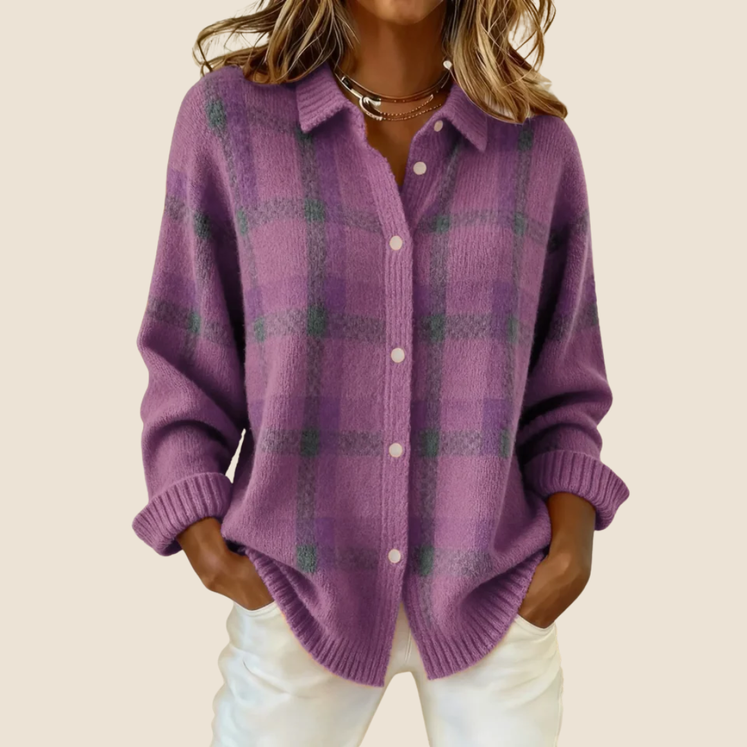 MAISON LUMIÈRE | Veste-Chemise en Maille à Carreaux Florence