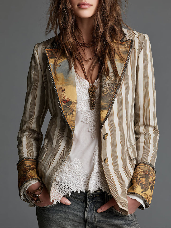 Clementine | Blazer bohème rayé à revers