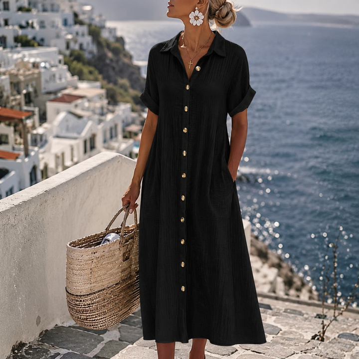 Livia™ | Robe midi d'été légère à boutons sur le devant