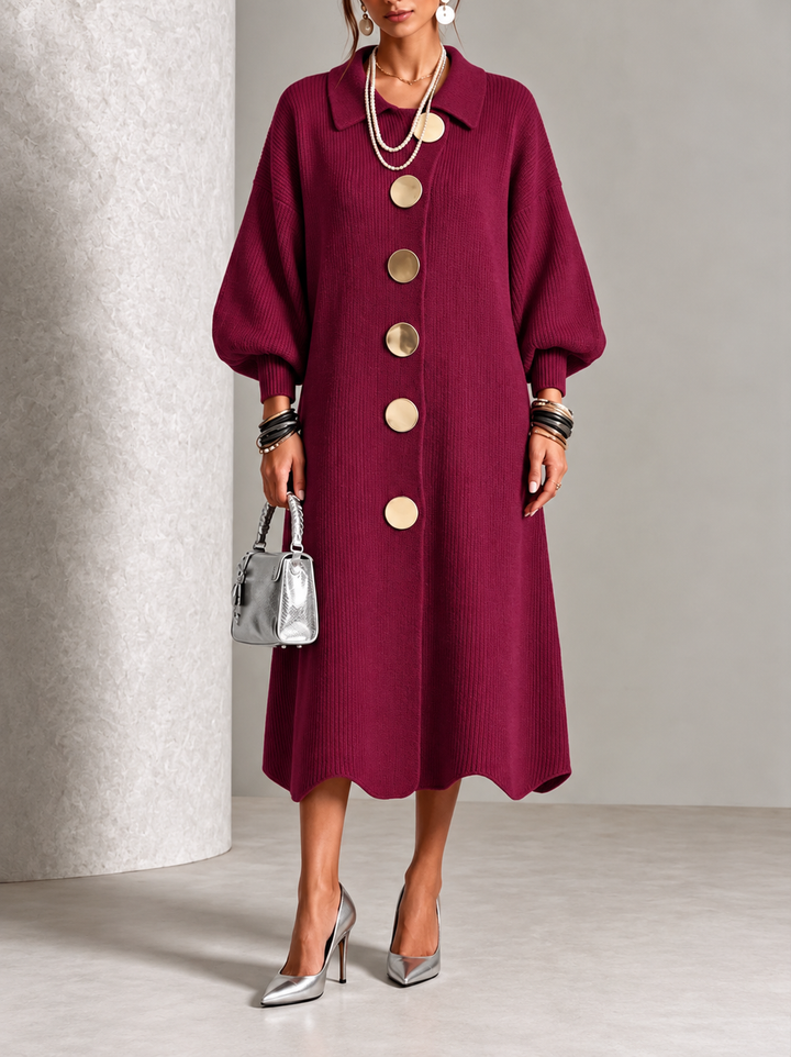 Evelyn | Robe élégante en maille boutonnée