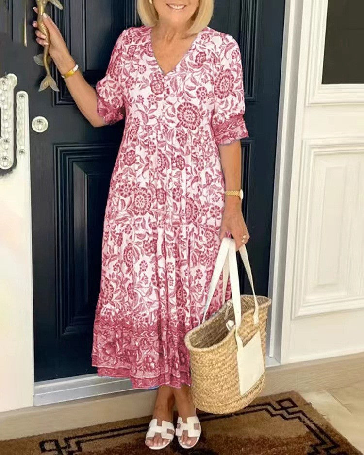 Keisha | Décolleté en V élégant à motif floral
