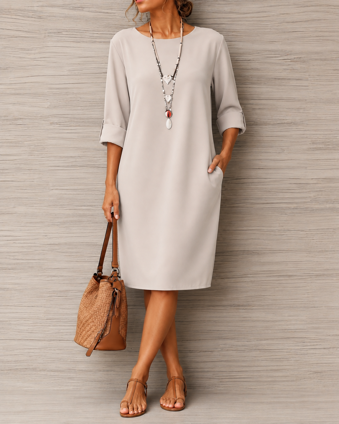 Odette | Robe midi dissimulant le ventre