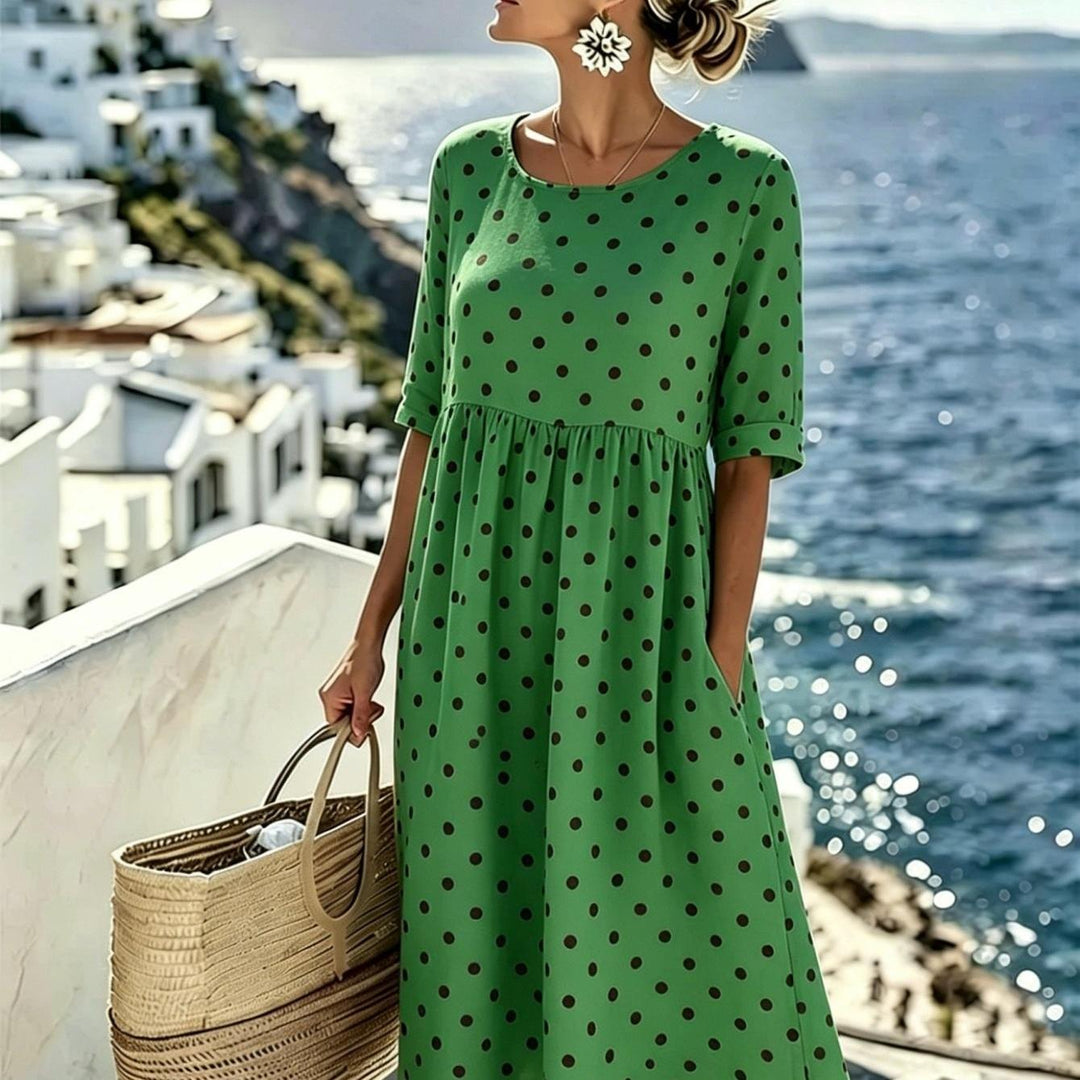Harper™ | Robe midi à pois émeraude
