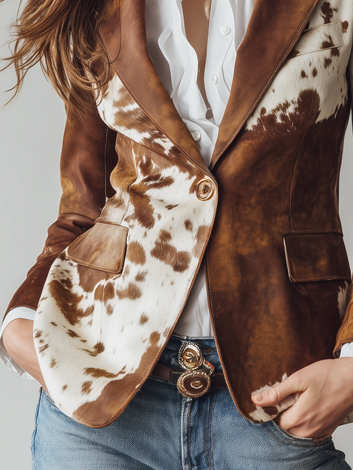 Winifred | Blazer vintage à imprimé vache