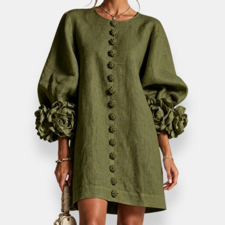 Marcelle | Robe à fleurs en relief