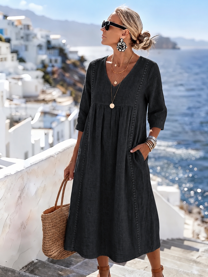 Helena - Robe décontractée et ample en dentelle patchwork