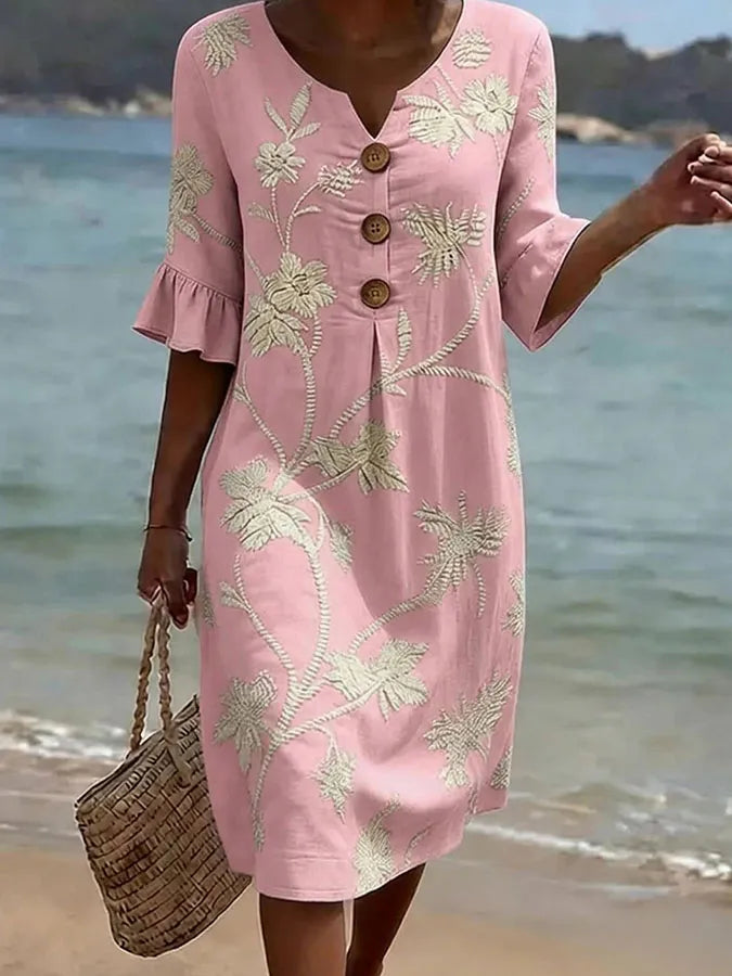 Robe décontractée pour femme à imprimé floral