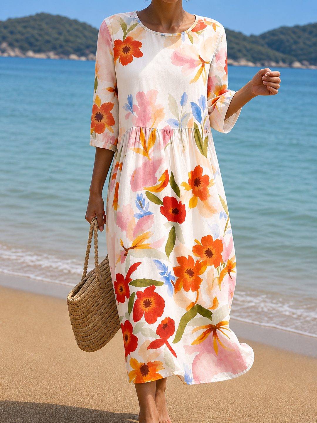 Robe décontractée pour femme à motif floral