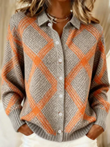 MAISON LUMIÈRE | Cardigan Maille Losanges Ambrés Florence