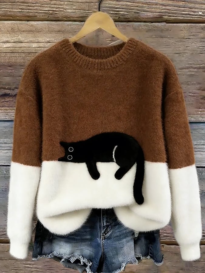 Aileen™ | Pull oversize élégant à imprimé chat