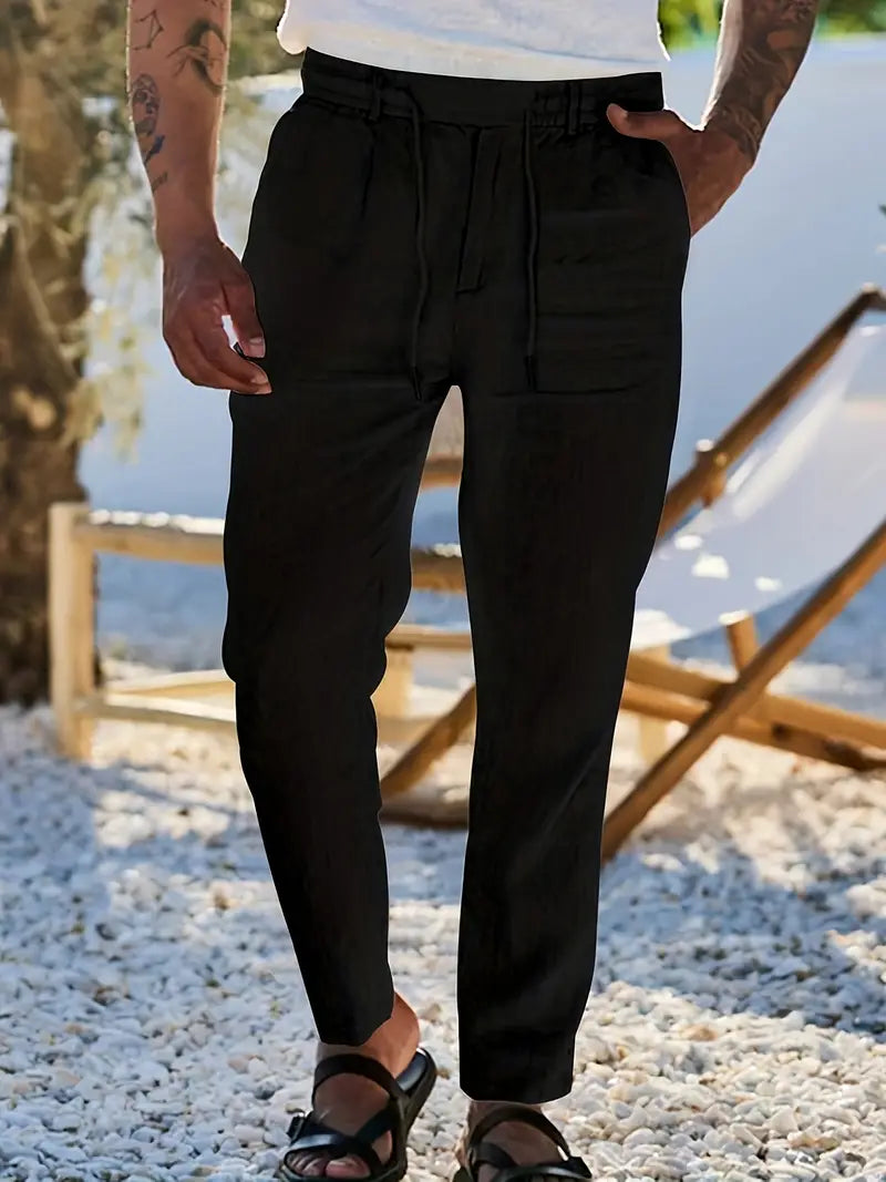 MAISON LUMIÈRE | PANTALONS LARGES EN LIN AVEC CORDON
