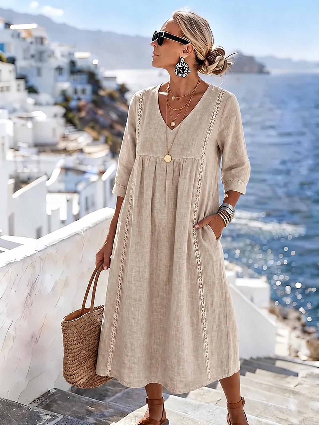 Helena - Robe décontractée et ample en dentelle patchwork