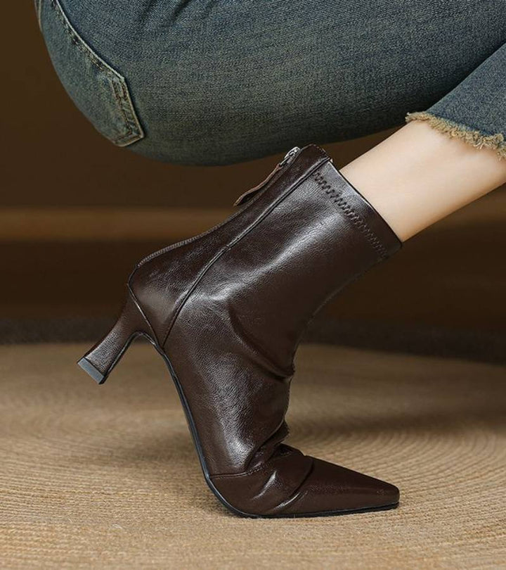MAISON LUMIÈRE | Bottines en cuir à talon élégant