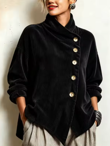 Sandra | Veste oversize à col montant asymétrique