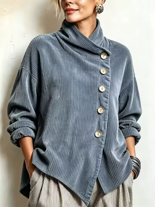Sandra | Veste oversize à col montant asymétrique