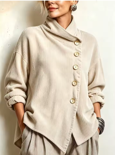 Sandra | Veste oversize à col montant asymétrique