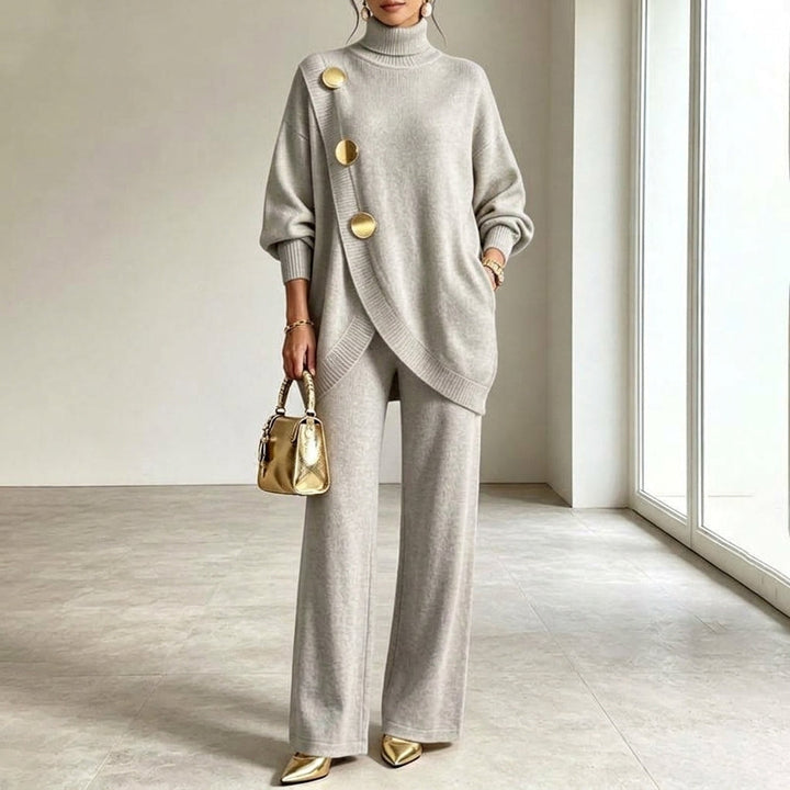 Noa | Ensemble en maille : pull à col montant et pantalon large
