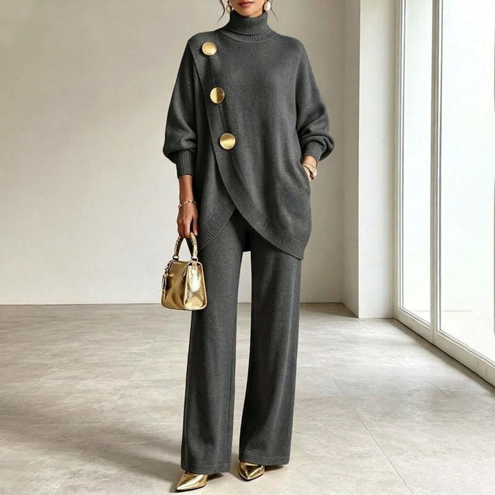 Noa | Ensemble en maille : pull à col montant et pantalon large