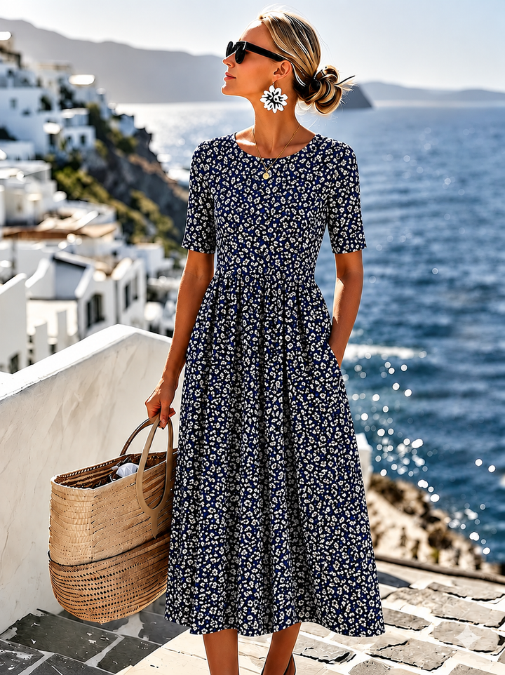 Sarah | Robe midi fleurie facile à porter