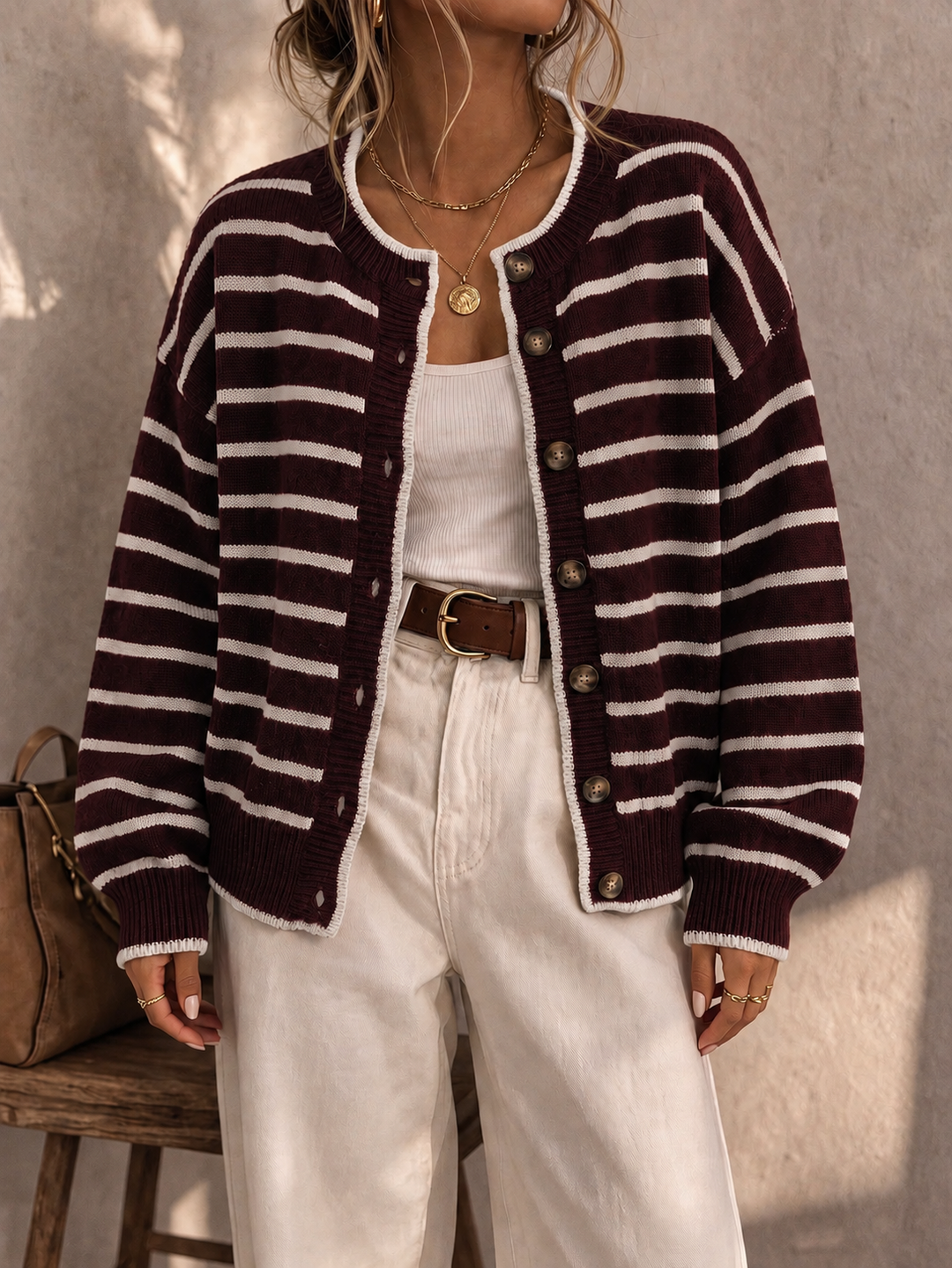 Mabel | Cardigan en maille rayé
